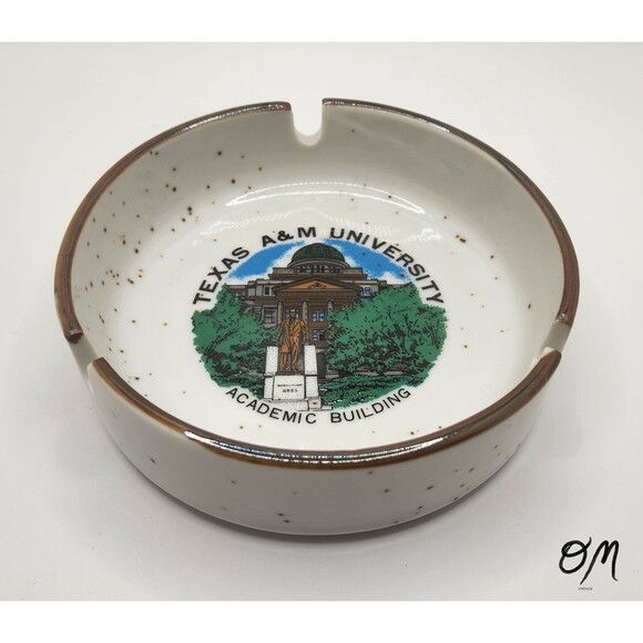 Texas A&M University Academic Building Vintage Ceramic Ashtray - Picture 1 of 6
